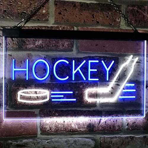 Sports Man Cave Hockey Dual LED Neon Light Sign